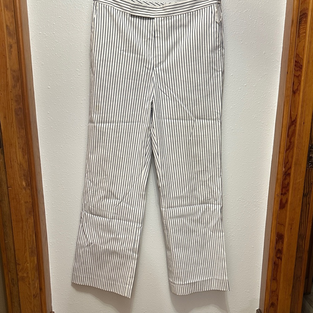 Lauren Ralph Lauren Black and White Striped Wide Leg Pants